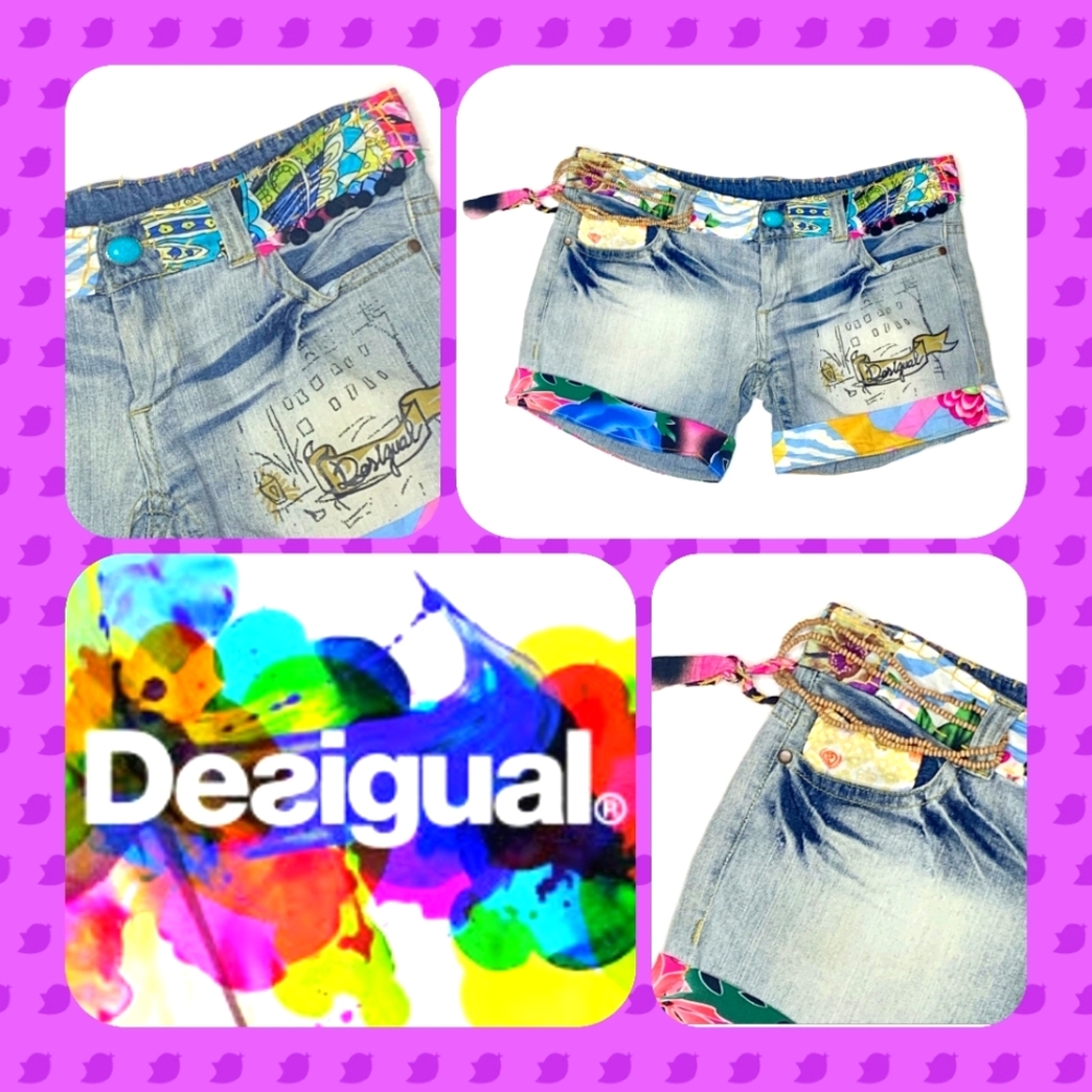 NEW. DESIGUAL embellished shorts